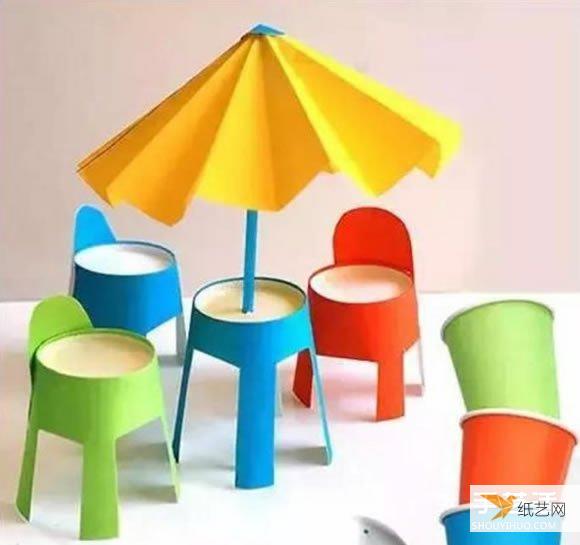 纸杯手工制作的儿童玩具椅子制作教程 一次性纸杯制作椅子,简单又可爱