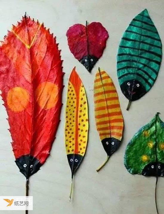 儿童使用秋天树叶制作贴画作品的图片大全
