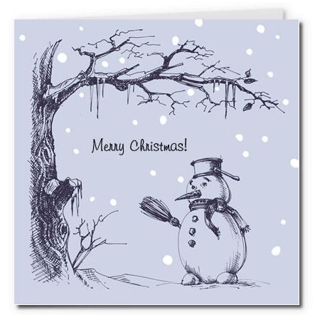 圣诞贺卡之古典手绘圣诞雪人圣诞贺卡制作模版免费下载 - 纸艺网