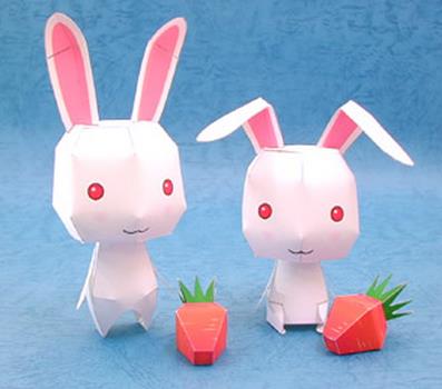 纸模型中秋节简单小兔子纸模型手工制作教程